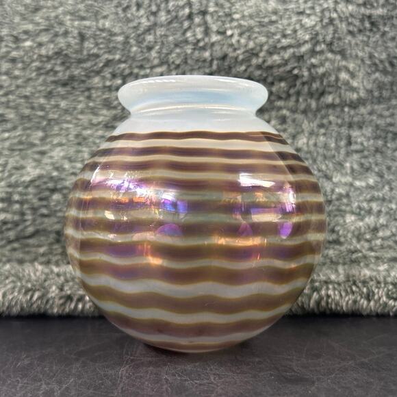Agate Vase Signed Art Reed Hand Blown 1977 - Picture 1 of 8